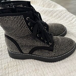Madden Girl Black Studded Combat Boots